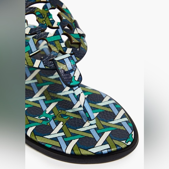 NWT Tory Burch Miller Printed Leather Tumbled Welt Sandals, Dust Bag and Box - Picture 9 of 12